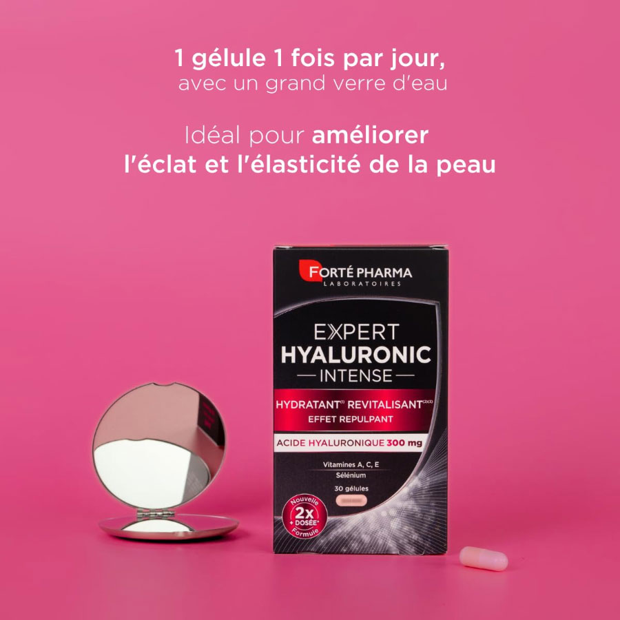 FORTE PHARMA Expert Hyaluronique Intense - Complément alimentaire à base d'acide hyaluronique hydratant revitalisant - 30 gélules