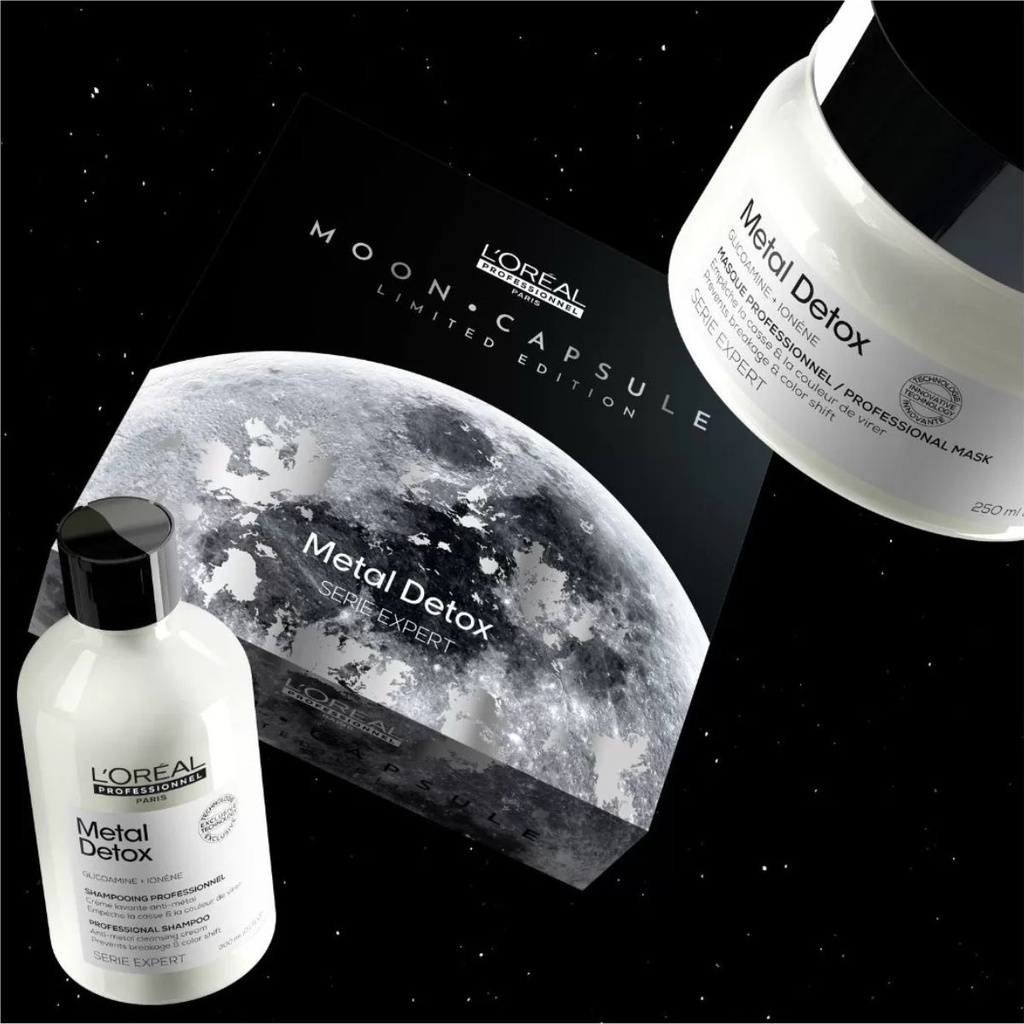 L'OREAL PRO Coffret Metal Detox - Shampooing détoxifiant sans sulfate tous cheveux 300ml + Masque protecteur Anti-casse 250ml
