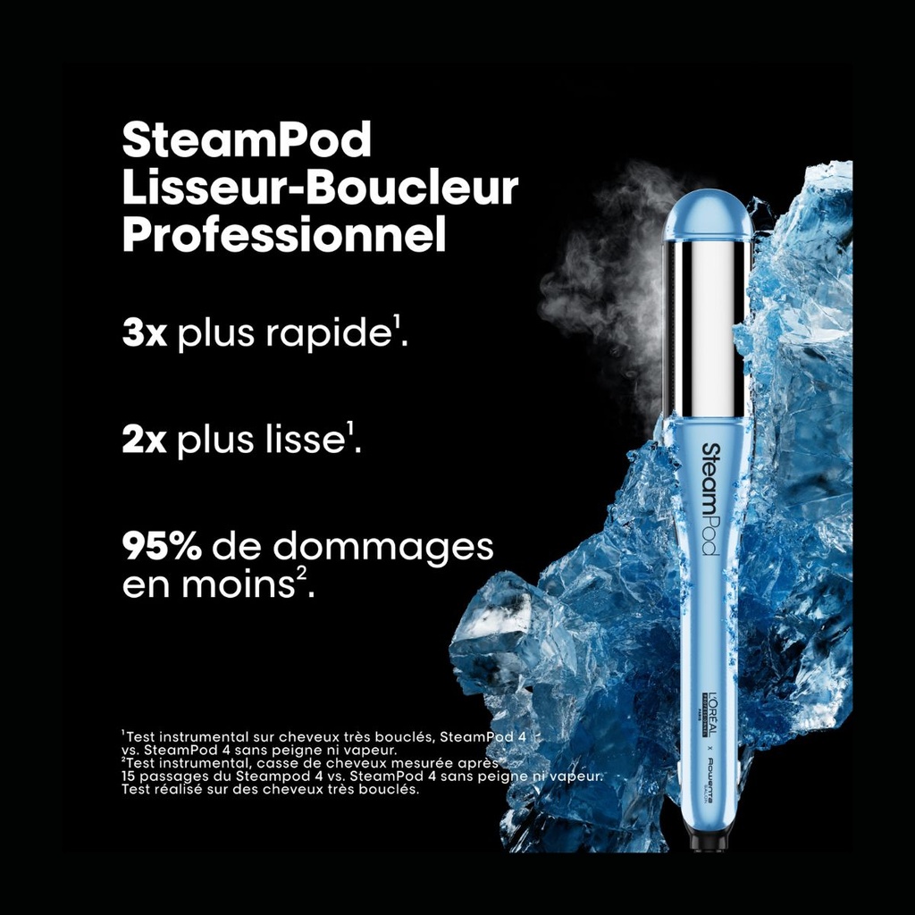L'ORÉAL PROFESSIONNEL Steampod 4 Édition limitée Glacial Utopia - Lisseur boucleur vapeur avec une technologie vapeur brevetée pour un coiffage plus rapide et des cheveux plus lisses