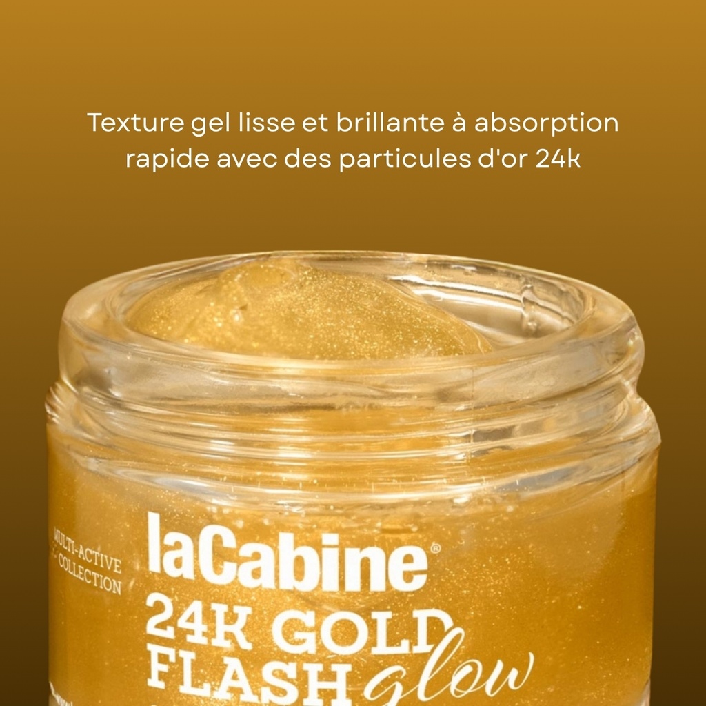 LA CABINE 24K Gold Flash Glow - Crème anti-âge éclat lissante revitalisante double effet lifting immédiat pour tous types de peaux - 50ml