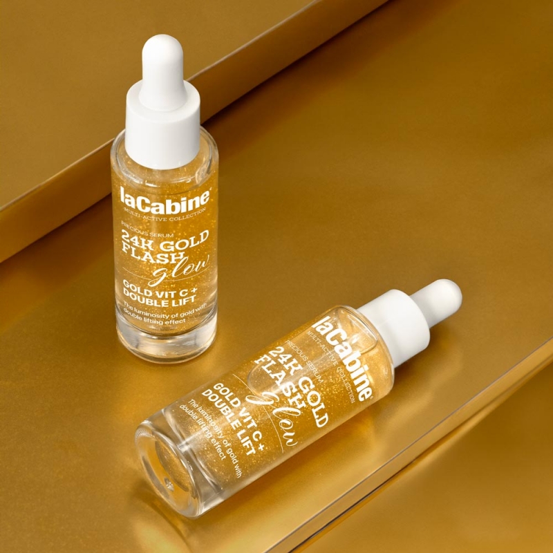 LA CABINE 24K Gold Flash Glow - Sérum anti-âge éclat lissant revitalisant double effet lifting immédiat pour tous types de peaux - 30ml