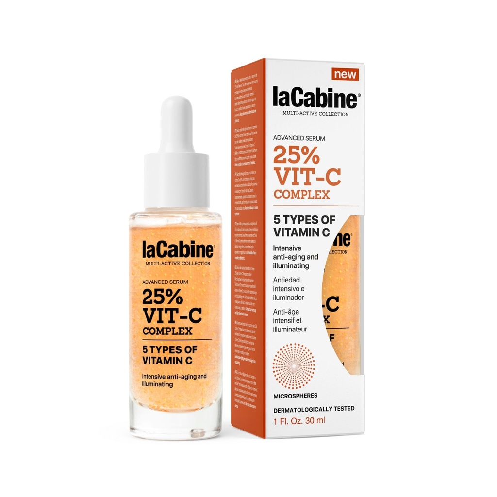 LA CABINE 25% Vit-C Complex Advanced Serum - Sérum anti-âge illuminateur à 25% de complexe de vitamine C pour tous types de peaux - 30ml