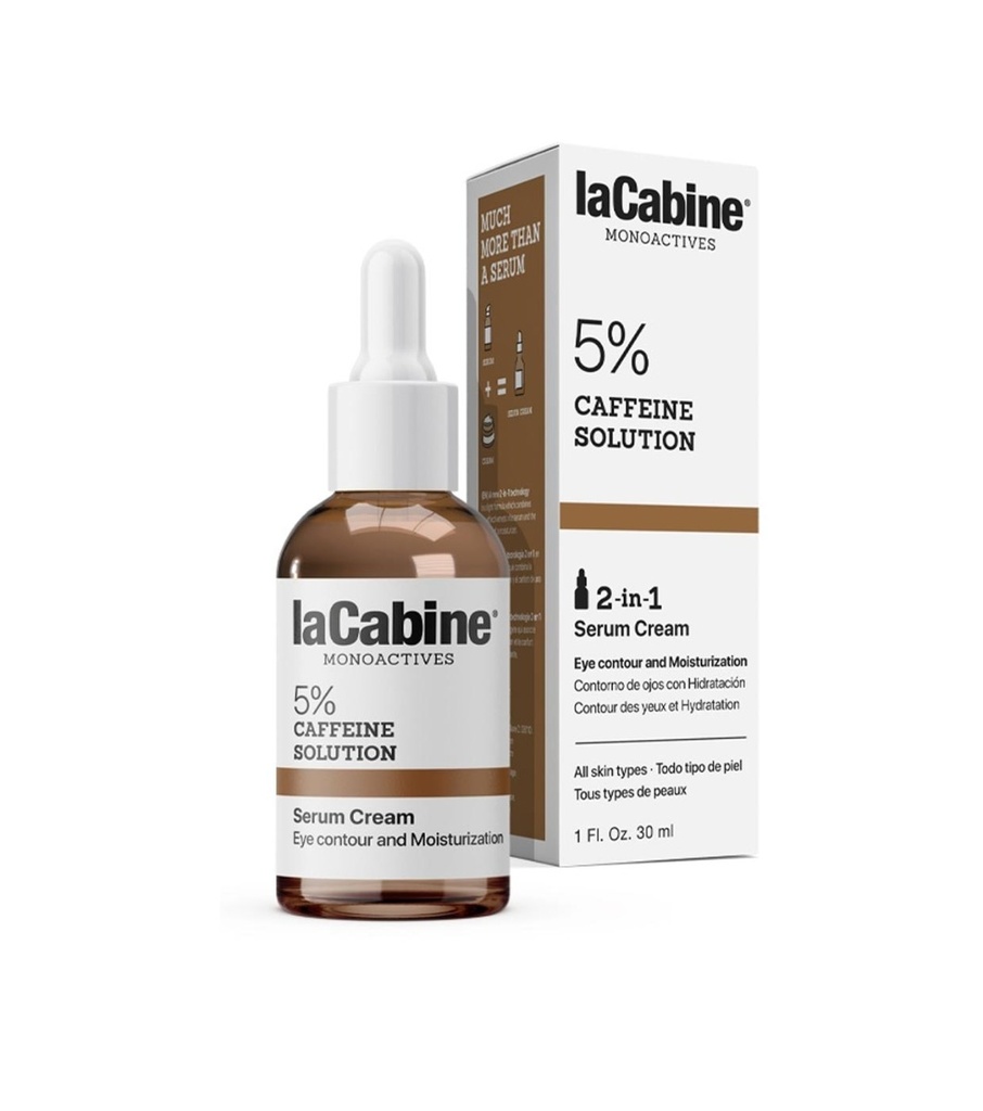 LA CABINE Monoactives 5% Caffeine Solution - Crème-sérum contour des yeux défatigante anti-poches anti-cernes pour tous types de peaux - 30ml