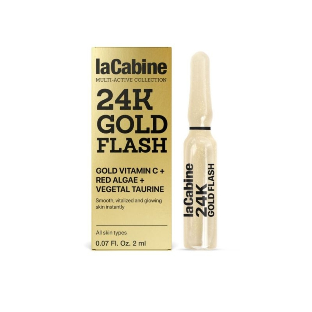 LA CABINE 24K Gold Flash Ampoules - Soin anti-âge éclat lissant revitalisant effet tenseur immédiat pour tous types de peaux