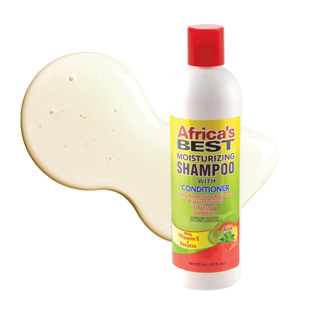 AFRICA'S BEST Shampooing hydratant avec conditionneur - Shampooing soin 2 en 1 revitalisant pour tous types de cheveux - 355ml