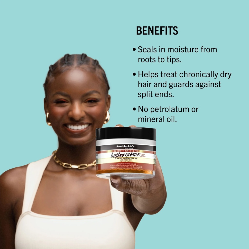 AUNT JACKIE'S Butter Crème Intensive Moisture Sealant - Crème légère hydratante protectrice pour cheveux secs et à faible porosité - 213g