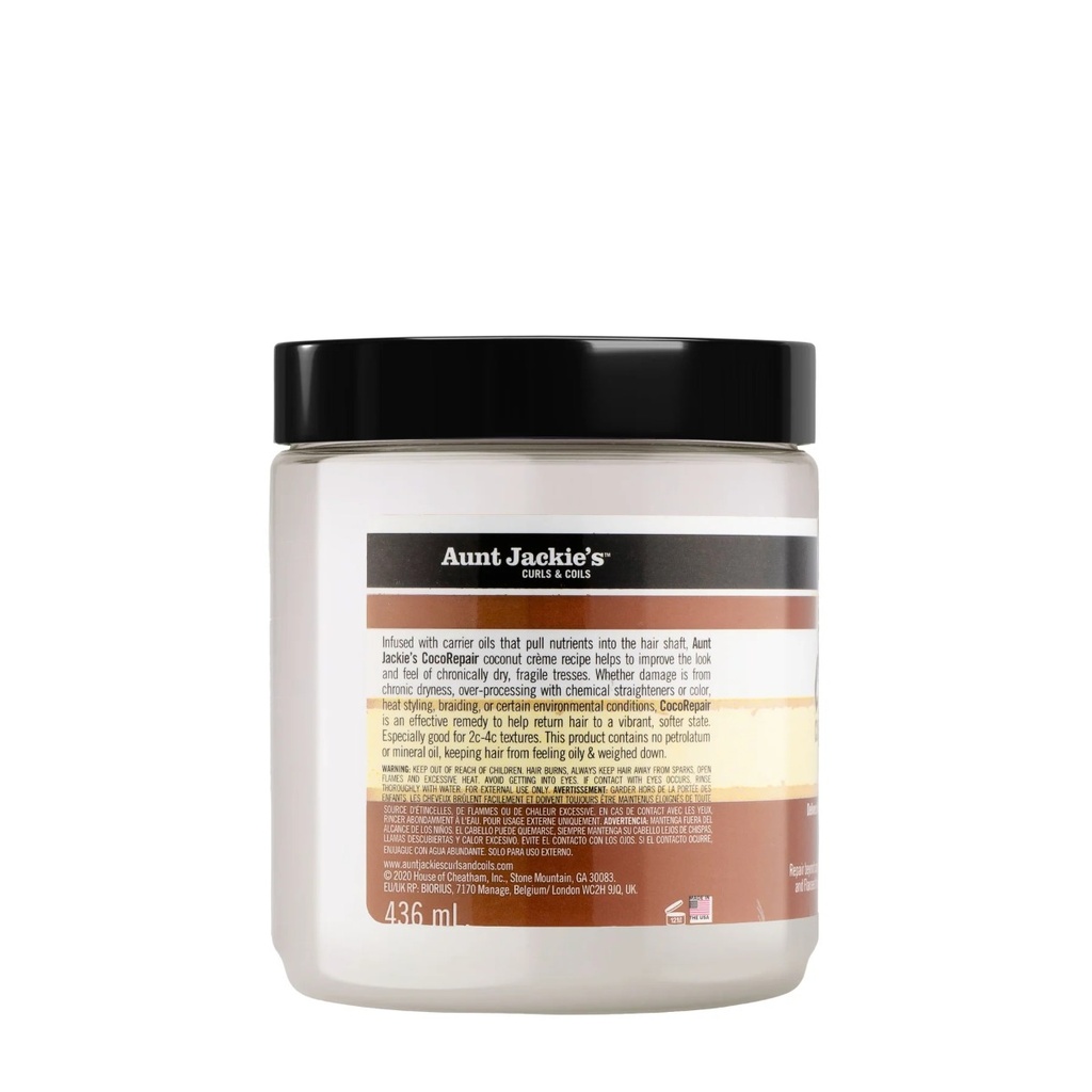 AUNT JACKIE'S Coco Repair Deep Conditioner - Masque réparateur nourissant intensif pour cheveux secs et abîmés - 426g