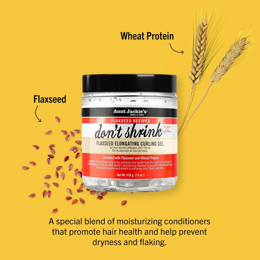AUNT JACKIE'S Don't Shrink Elongating Curling Gel - Gel coiffant léger définissant allongeant pour cheveux bouclés frisés ou crépus - 426g
