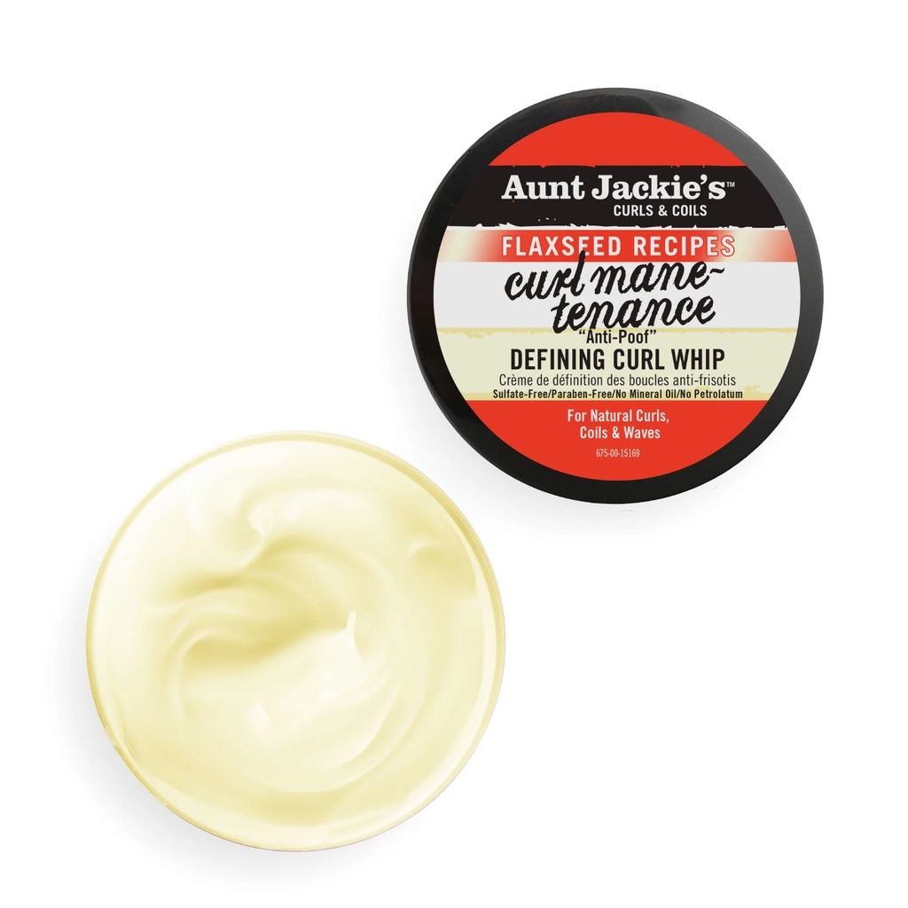 AUNT JACKIE'S Flaxseed Curl Mane-Tenance Defining Curl Whip "Anti-Poof" - Crème coiffante légère définissante hydratante pour cheveux bouclés et frisés - 426g