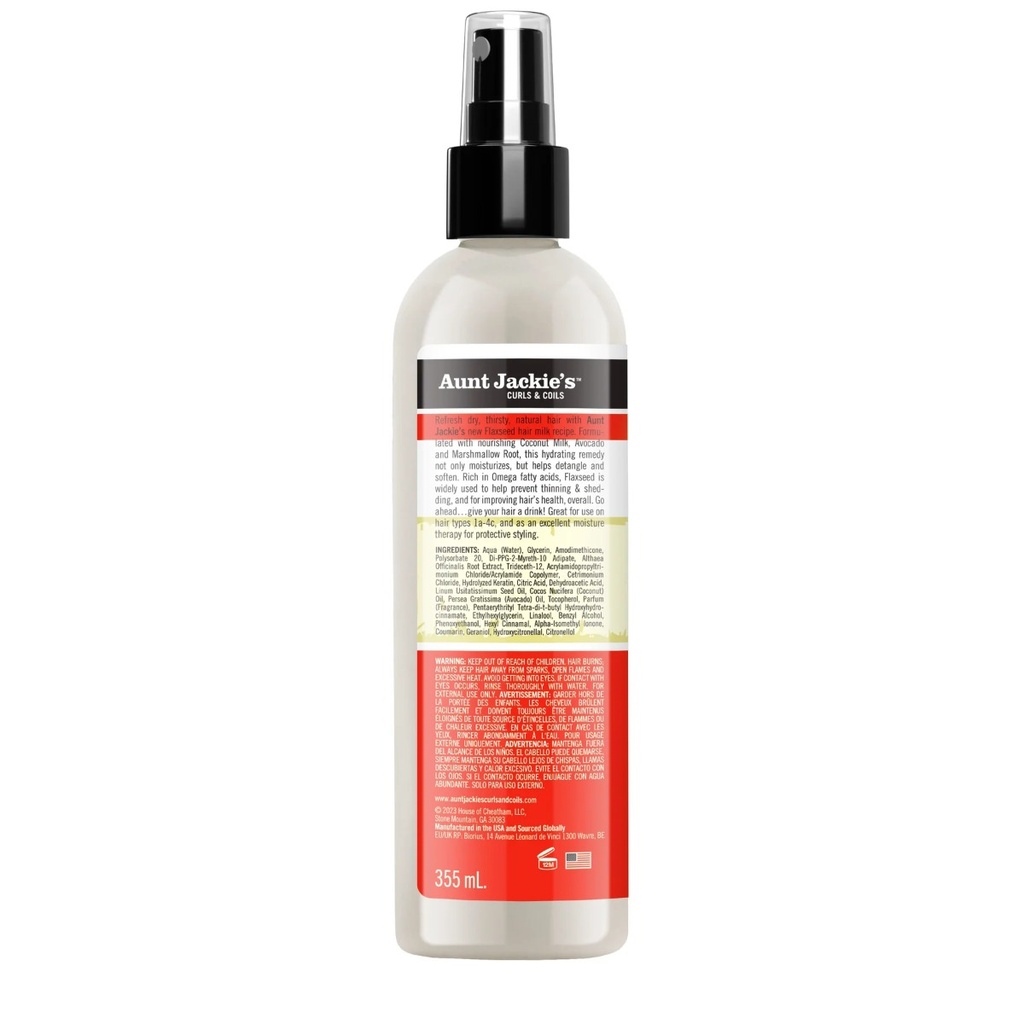 AUNT JACKIE'S Half & Half Hydrating Silkening Hair Milk - Lait sans rinçage démêlant fini soyeux pour cheveux très secs cassants ou rêches - 355ml