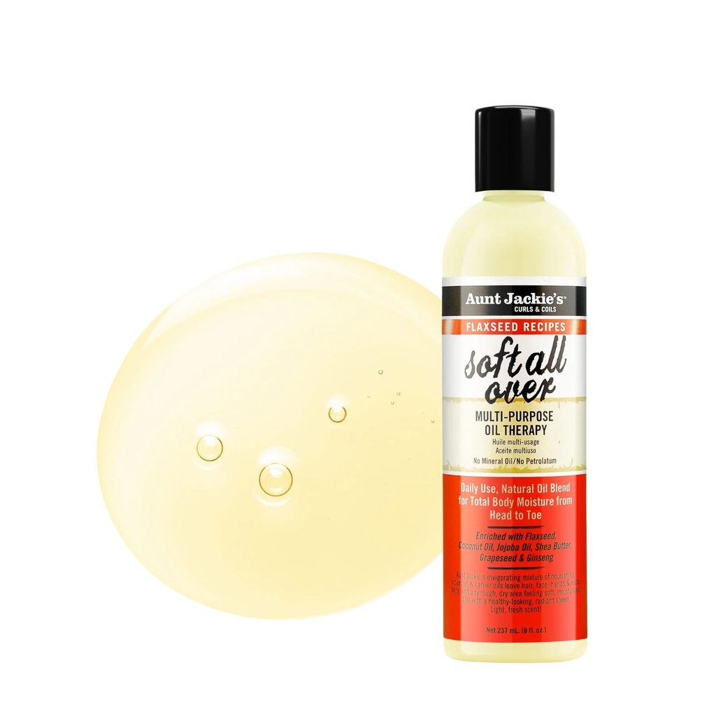 AUNT JACKIE'S Soft All Over Multi-Purpose Oil - Huile polyvalente nourrissante adoucissante pour cheveux peau et ongles - 237 ml