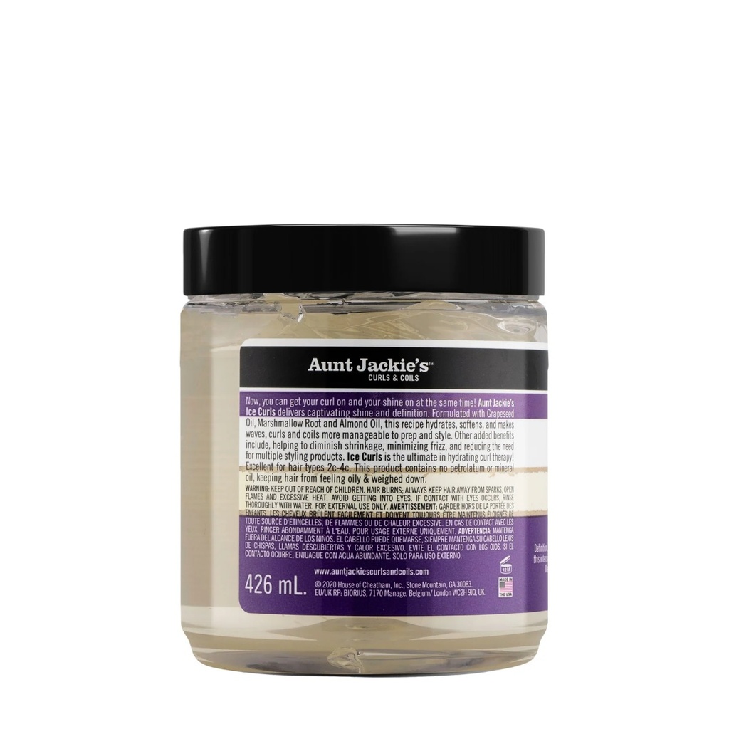 AUNT JACKIE'S Grapeseed Ice Curls Glossy Curling Jelly - Gel coiffant brillant hydratant définissant pour cheveux bouclés frisés et crépus - 426g