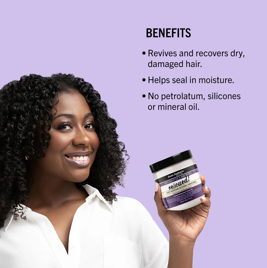 AUNT JACKIE'S Grapeseed Rescued! Thirst Quenching Recovery Conditioner - Après-shampooing hydratant réparateur pour cheveux secs et abîmés - 443ml