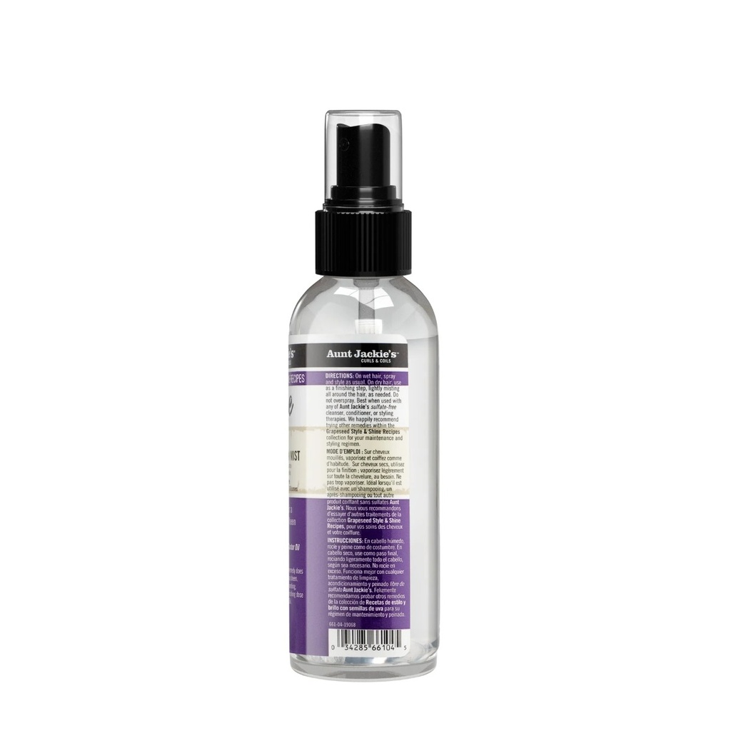 AUNT JACKIE'S Grapeseed Shine Boss Refreshing Sheen Mist - Brume légère illuminatrice hydratante pour tous types de cheveux - 118ml