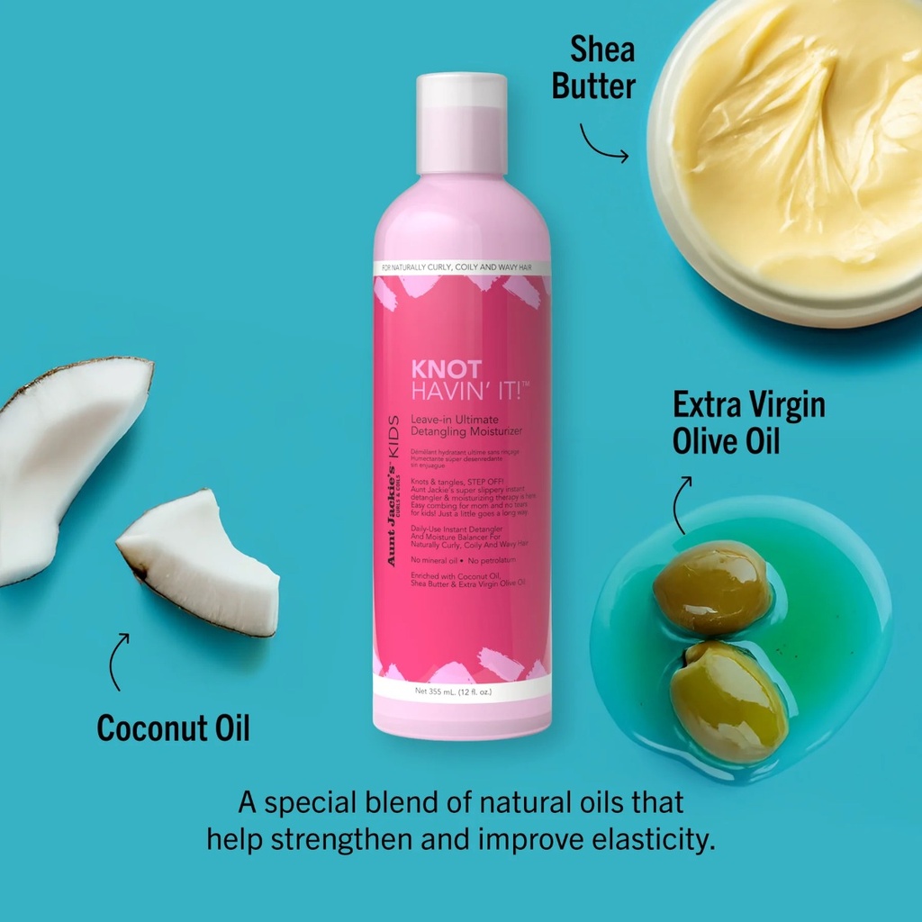 AUNT JACKIE'S KIDS Knot Havin' It Leave-In Ultimate Detangling Moisturizer - Soin sans rinçage démêlant hydratant pour cheveux bouclés et crépus - 355ml