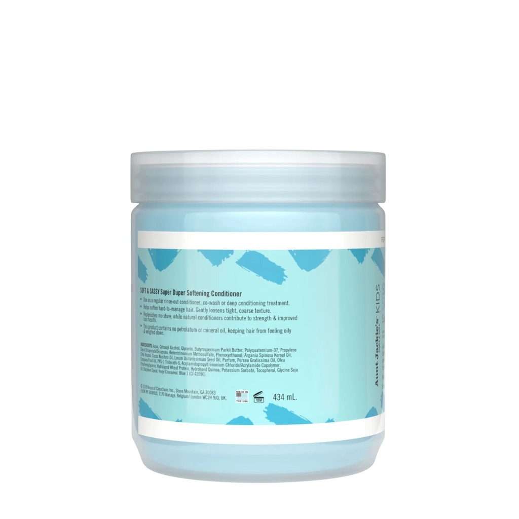 AUNT JACKIE'S KIDS Soft & Sassy Super Duper Softening Conditioner - Après-shampooing ultra-adoucissant hydratant démêlant pour cheveux difficiles à coiffer - 426g