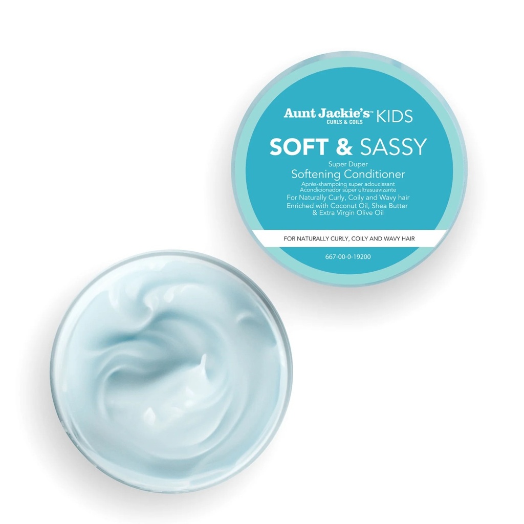 AUNT JACKIE'S KIDS Soft & Sassy Super Duper Softening Conditioner - Après-shampooing ultra-adoucissant hydratant démêlant pour cheveux difficiles à coiffer - 426g