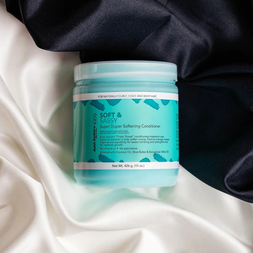 AUNT JACKIE'S KIDS Soft & Sassy Super Duper Softening Conditioner - Après-shampooing ultra-adoucissant hydratant démêlant pour cheveux difficiles à coiffer - 426g