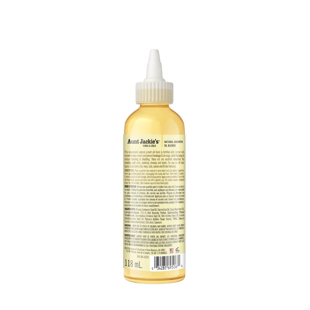 AUNT JACKIE'S Nourish My Hair Flaxseed & Monoi - Huile nourrissante adoucissante pour cheveux secs et cassants - 118ml