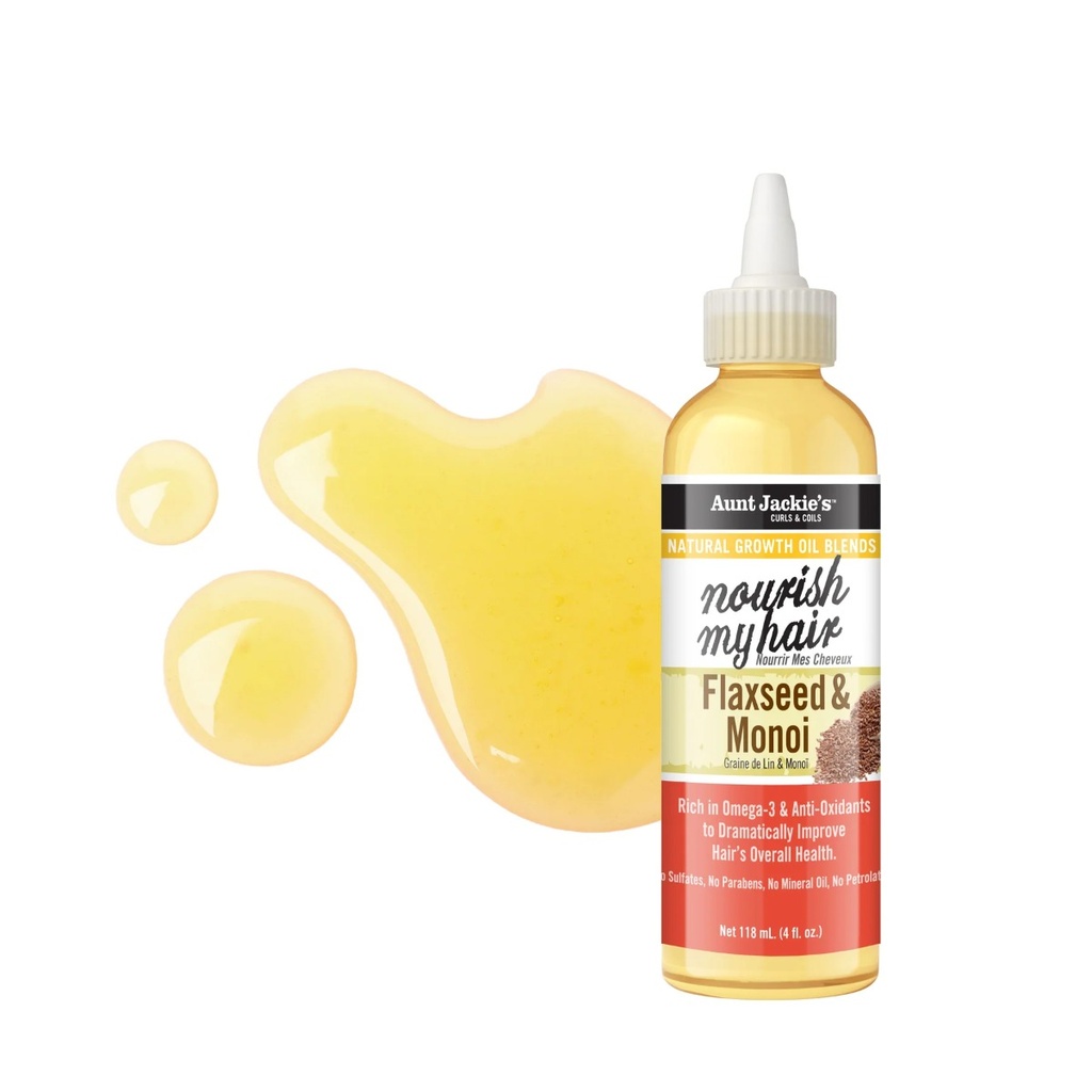 AUNT JACKIE'S Nourish My Hair Flaxseed & Monoi - Huile nourrissante adoucissante pour cheveux secs et cassants - 118ml