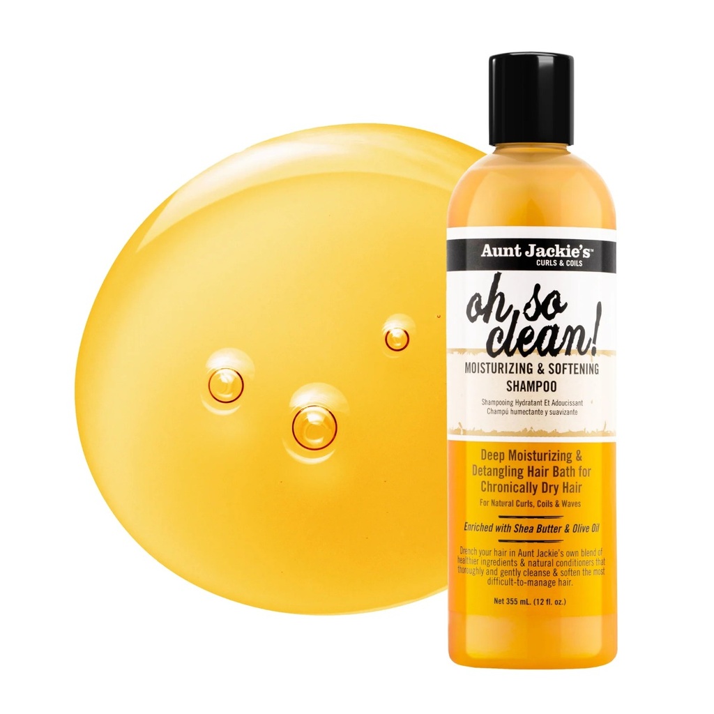 AUNT JACKIE'S Oh So Clean Moisturizing & Softening Shampoo - Shampooing hydratant et adoucissant pour cheveux secs - 355ml