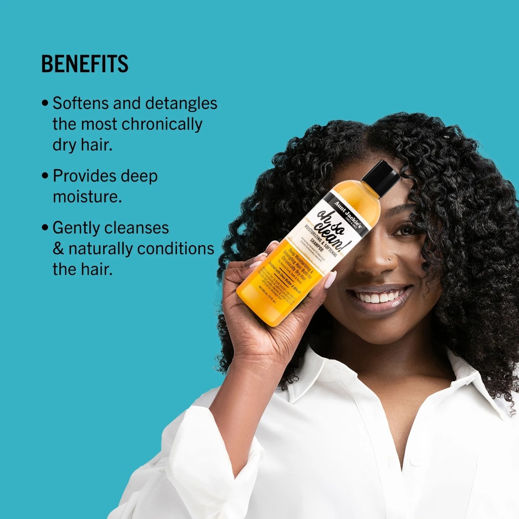 AUNT JACKIE'S Oh So Clean Moisturizing & Softening Shampoo - Shampooing hydratant et adoucissant pour cheveux secs - 355ml
