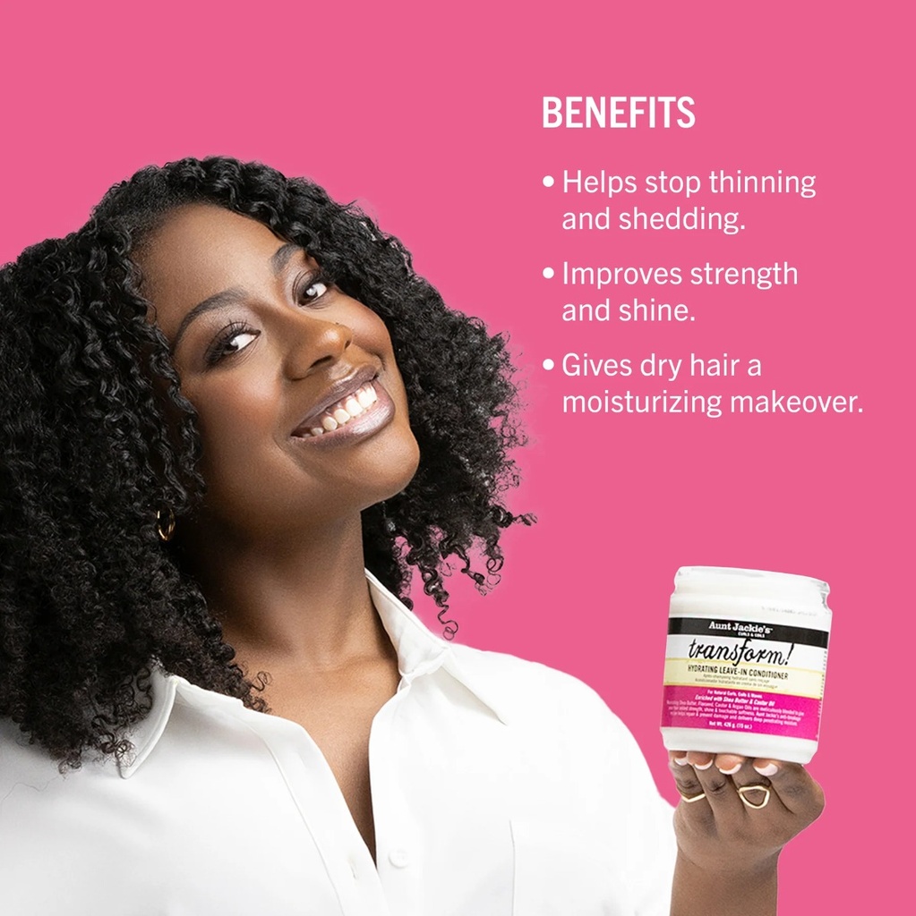 AUNT JACKIE'S Transform Hydrating Leave-In Conditioner - Soin sans rinçage hydratant anti-casse anti-chute pour cheveux secs et abîmés - 426g