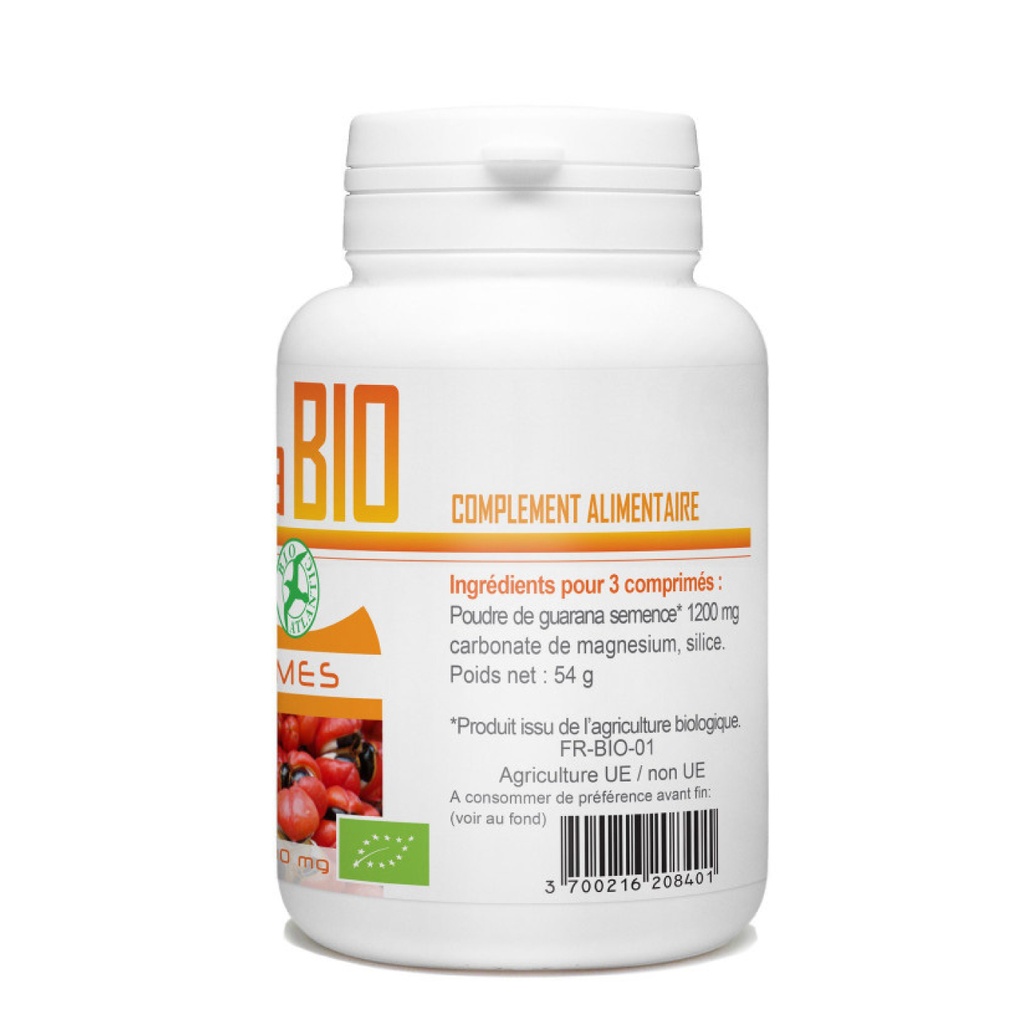 Bio Atlantic Guarana BIO - Complément alimentaire Forme et vitalité / Mémoire et concentration / Minceur - 120 comprimés