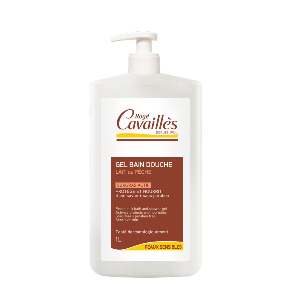 ROGÉ CAVAILLES Surgras Actif  - Gel bain et douche - Lait de pêche