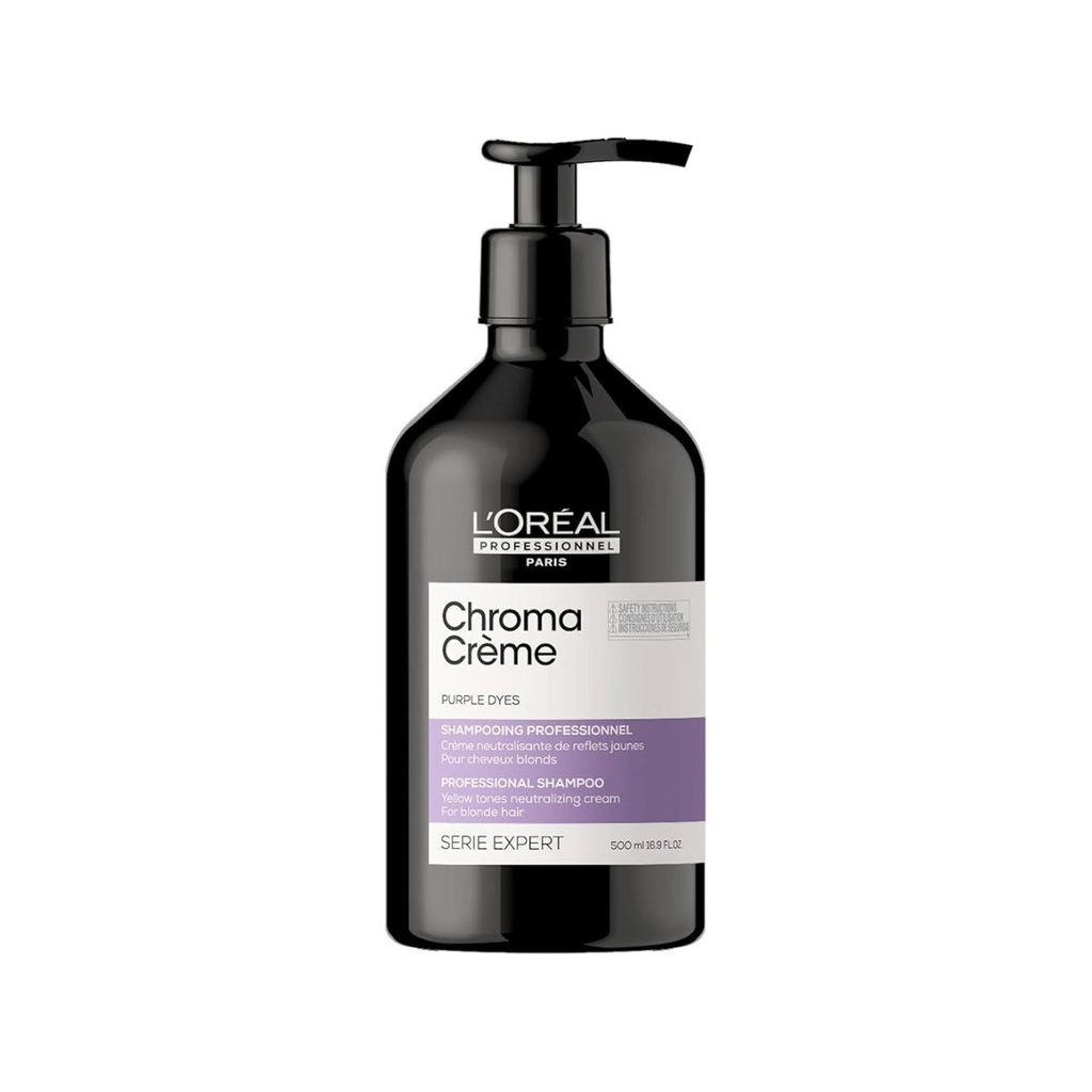 L'ORÉAL PROFESSIONNEL Chroma Crème Purple Dyes - Shampooing professionnel neutralisant de reflets jaunes pour cheveux blonds - 500ml