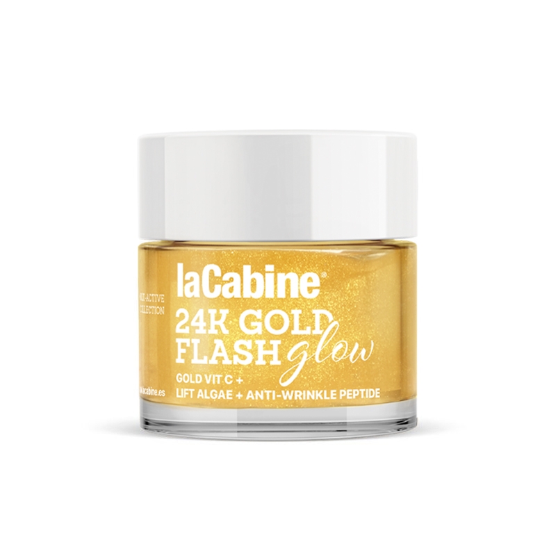 LA CABINE 24K Gold Flash Glow - Crème anti-âge éclat lissante revitalisante double effet lifting immédiat pour tous types de peaux - 50ml