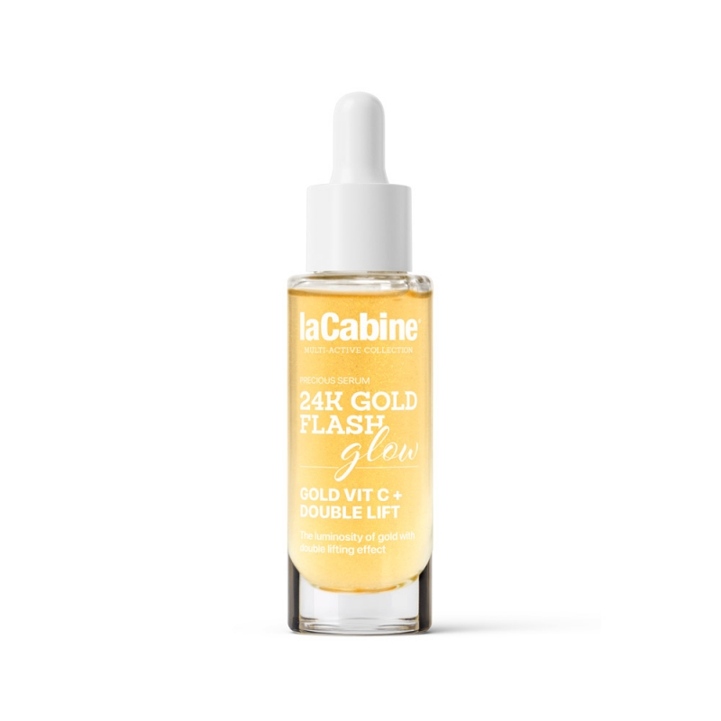 LA CABINE 24K Gold Flash Glow - Sérum anti-âge éclat lissant revitalisant double effet lifting immédiat pour tous types de peaux - 30ml