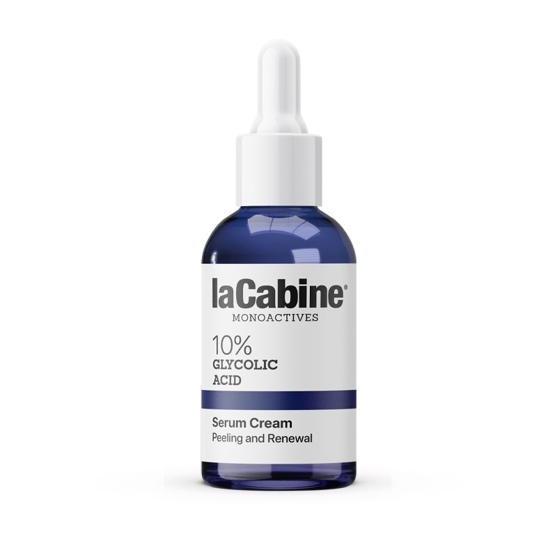 LA CABINE Monoactives 10% Glycolic Acid - Crème-sérum exfoliante rénovatrice éclat anti-rides pour tous types de peaux - 30ml
