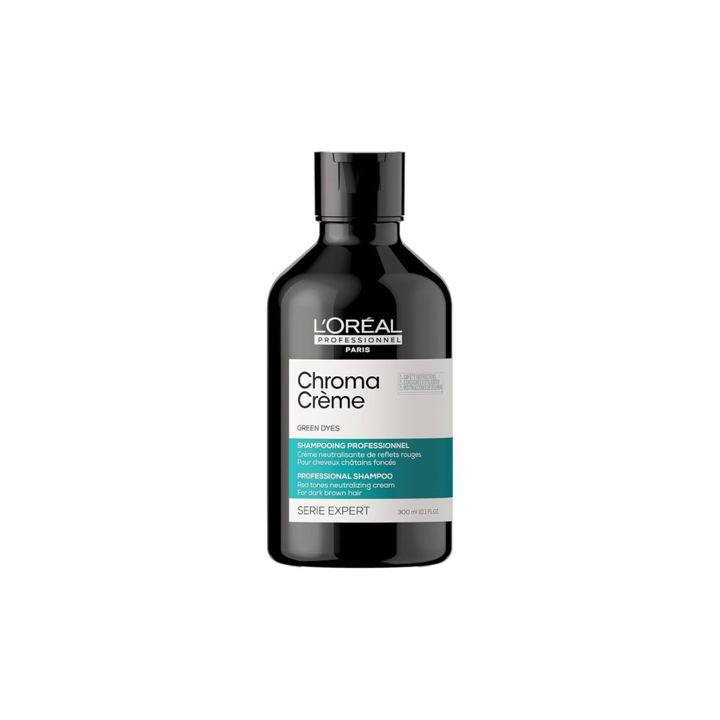 L'ORÉAL PROFESSIONNEL Chroma Crème Green Dyes - Shampooing professionnel neutralisant de reflets rouges pour cheveux châtains foncés