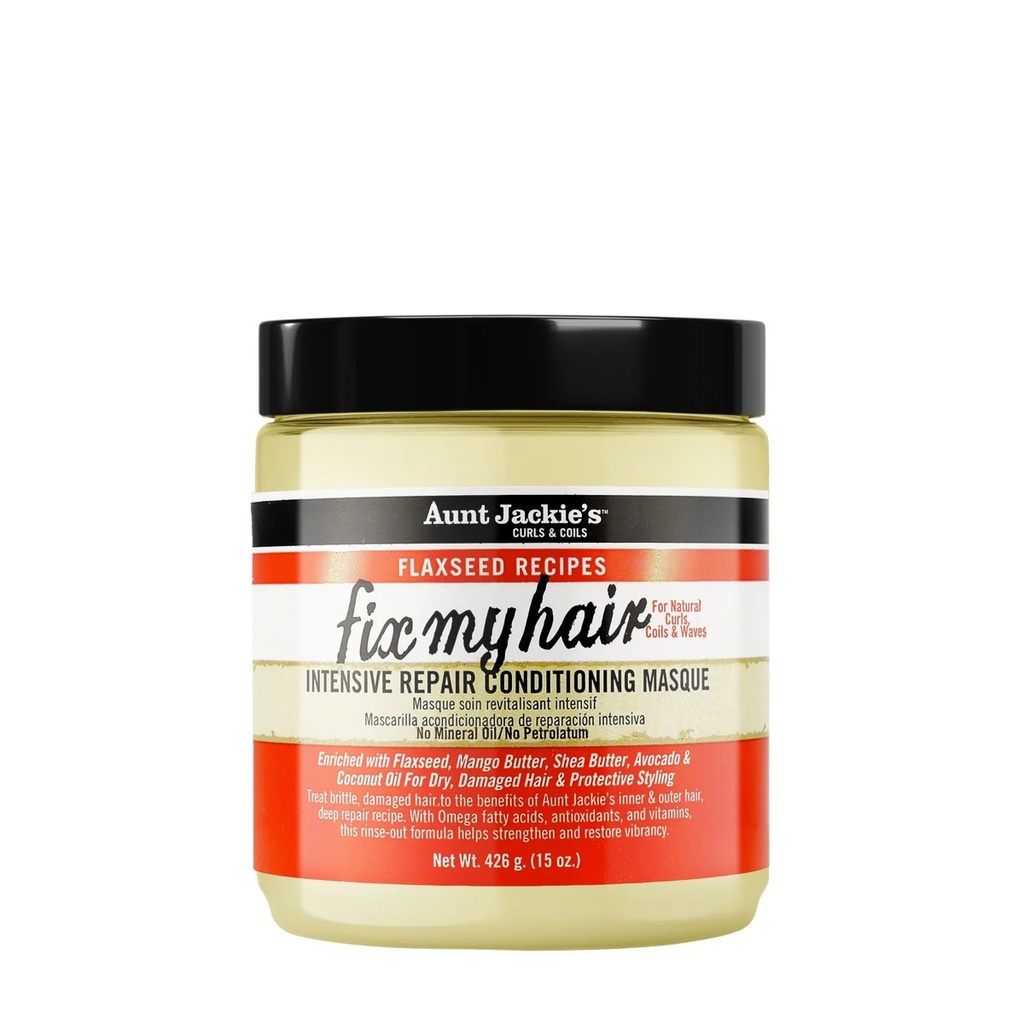 AUNT JACKIE'S Fix My Hair Intensive Repair Conditioning Masque - Masque réparateur intensif nourrissant fortifiant pour cheveux secs et abîmés - 426g
