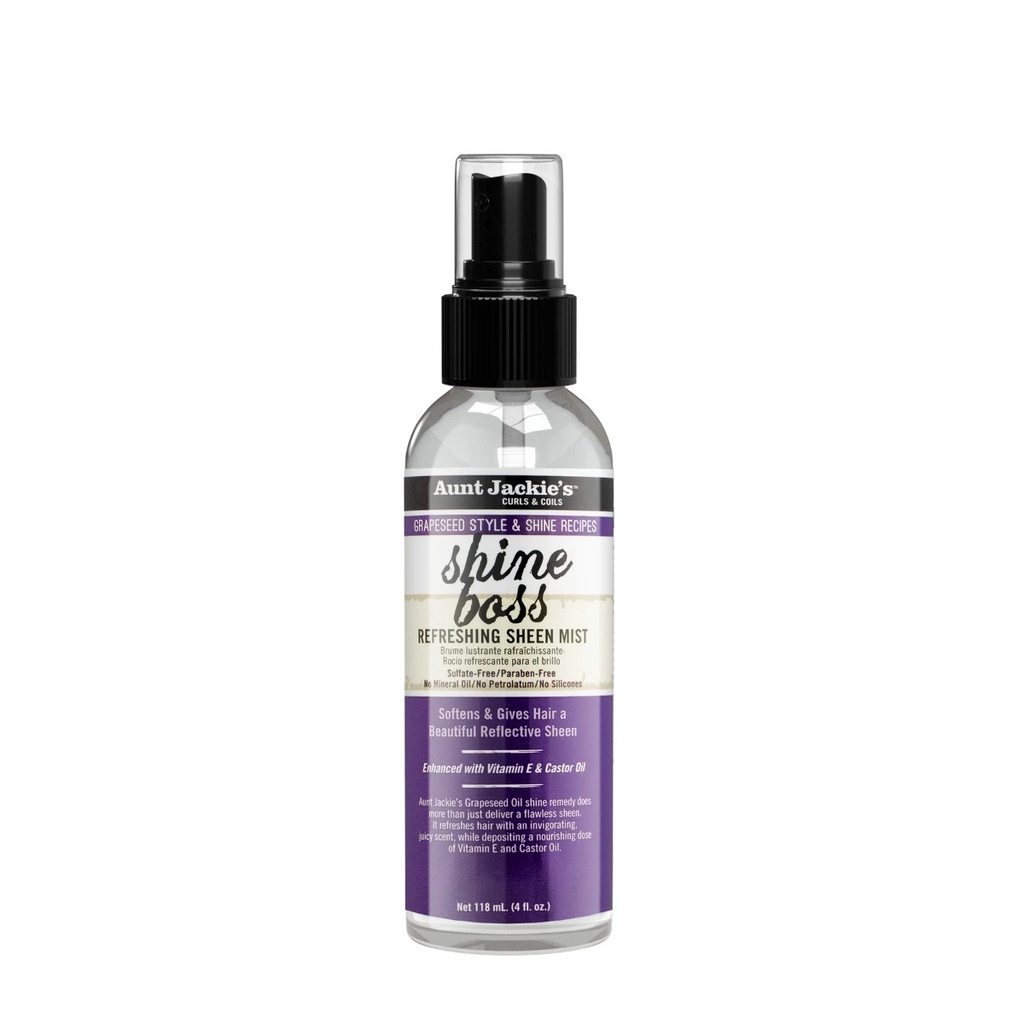 AUNT JACKIE'S Grapeseed Shine Boss Refreshing Sheen Mist - Brume légère illuminatrice hydratante pour tous types de cheveux - 118ml