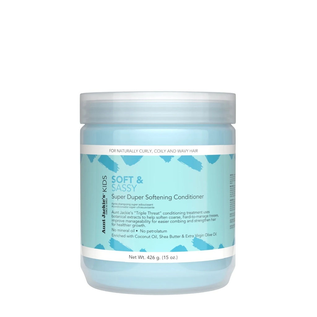 AUNT JACKIE'S KIDS Soft & Sassy Super Duper Softening Conditioner - Après-shampooing ultra-adoucissant hydratant démêlant pour cheveux difficiles à coiffer - 426g