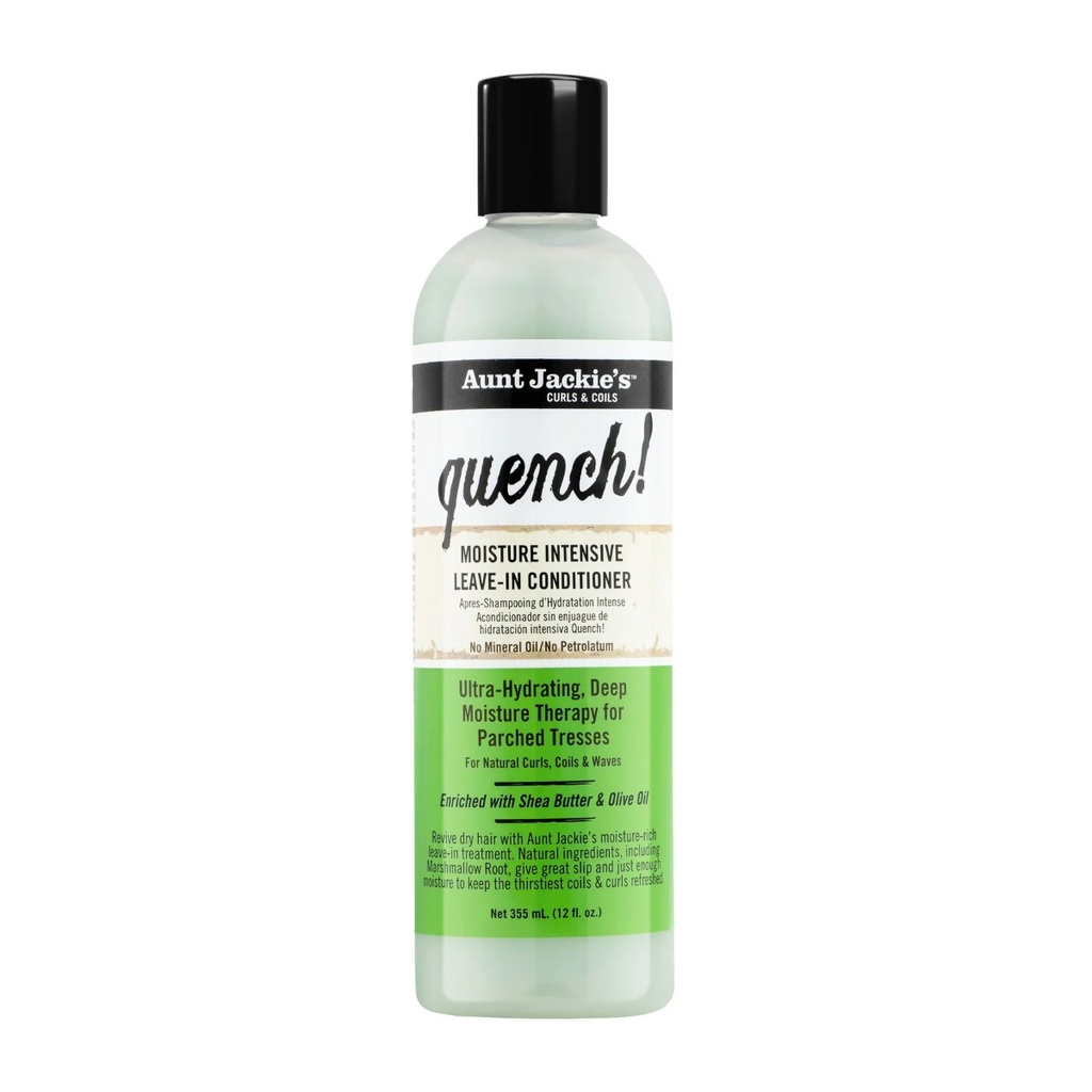 AUNT JACKIE'S Quench Moisture Intensive Leave-In Conditioner - Soin sans rinçage ultra-hydratant adoucissant pour cheveux secs assoiffés - 355ml