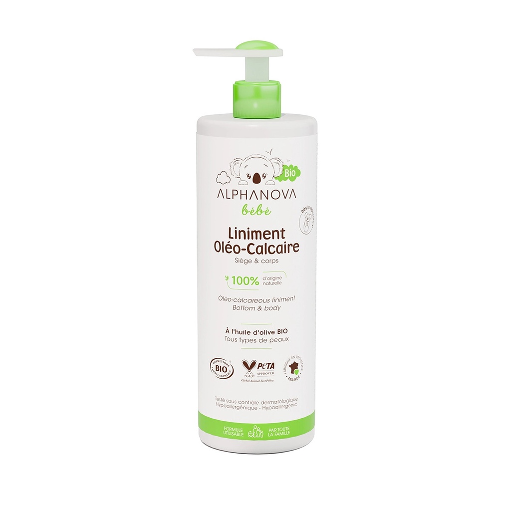 ALPHANOVA Bébé - Liniment oléo-calcaire nettoyant BIO siège et corps du bébé - 400ml