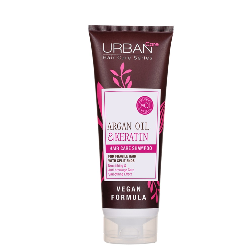 URBAN CARE Argan Oil & Keratin Hair Care Shampoo - Shampooing nourrissant anti-casse pour cheveux longs ternes cassants - 250ml