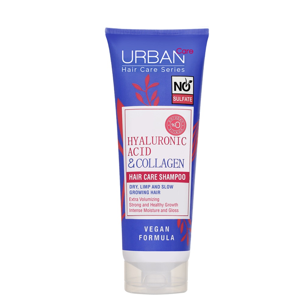 URBAN CARE Hyaluronic Acid & Collagen Hair Care Shampoo - Shampooing hydratant volumateur pour cheveux secs et ternes - 250ml