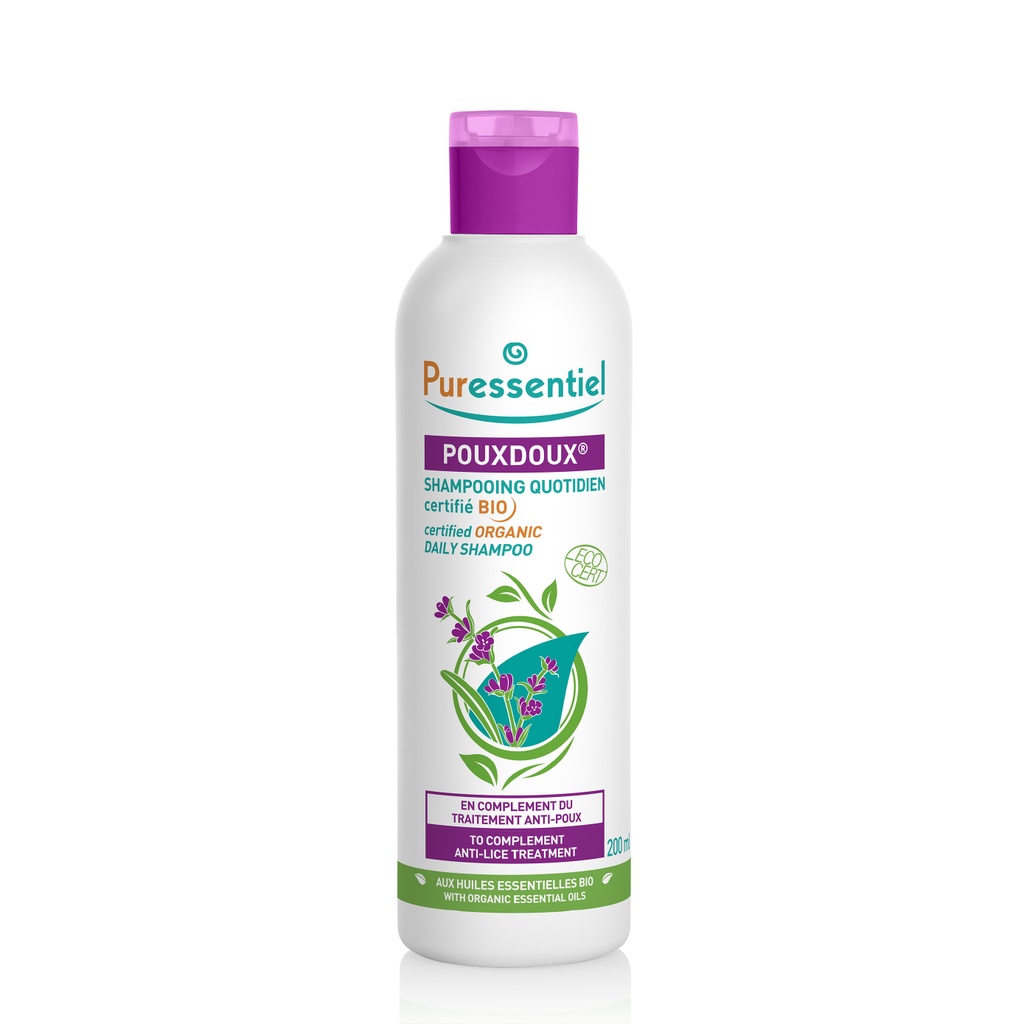 PURESSENTIEL PouxDoux - Shampooing quotidien bio anti-poux - 200ml
