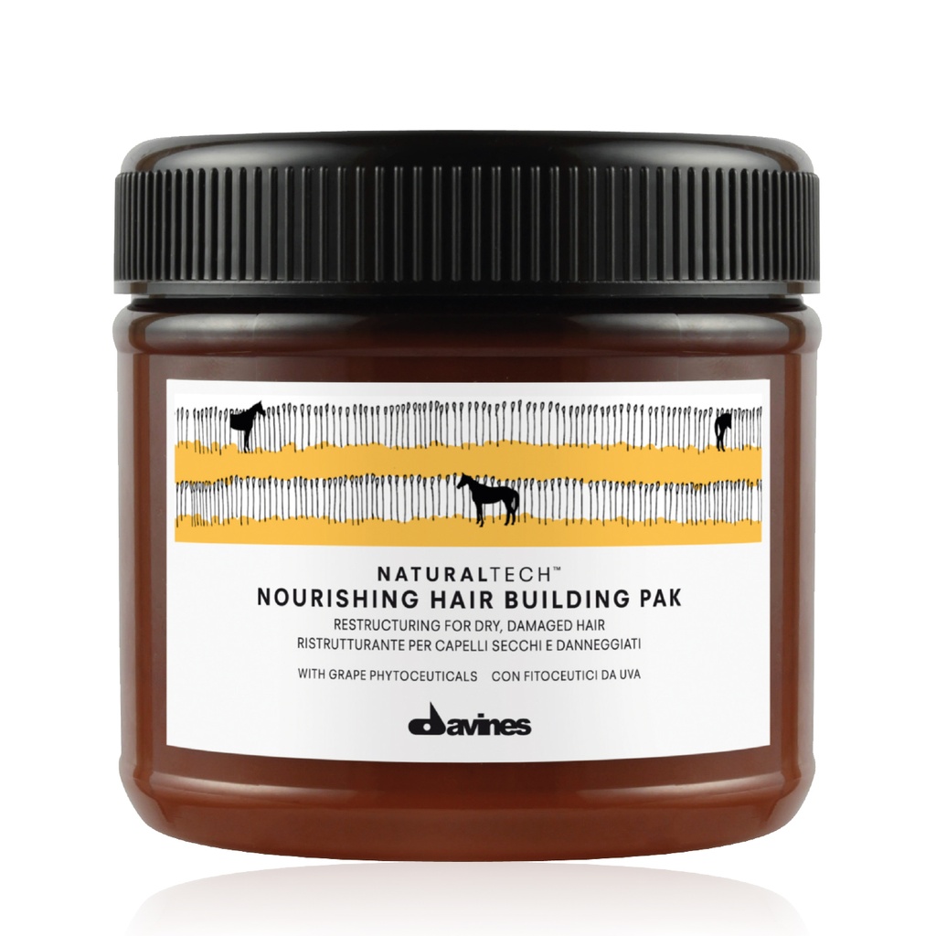 DAVINES Naturaltech Nourishing Building Pak - Soin restructurant pour cheveux secs et abîmés - 250ml