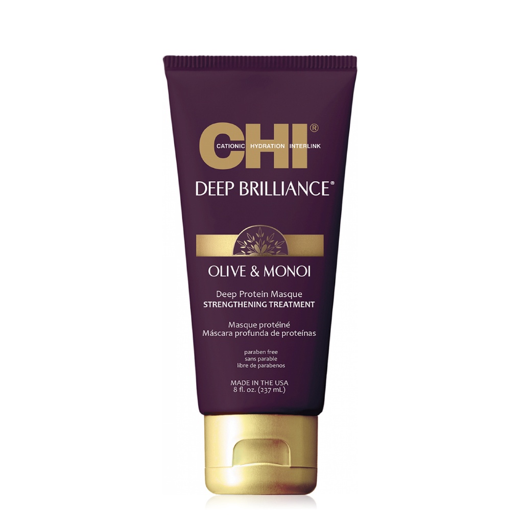 CHI Deep Brilliance Olive & Monoi - Masque protéiné fortifiant pour cheveux très abîmés et cassants - 237ml