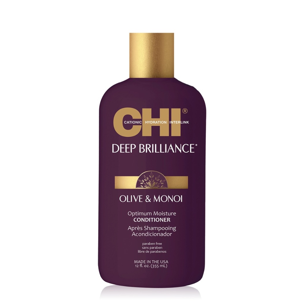 CHI Deep Brilliance Olive & Monoi - Après-shampooing hydratation optimale pour cheveux très abîmés et cassants