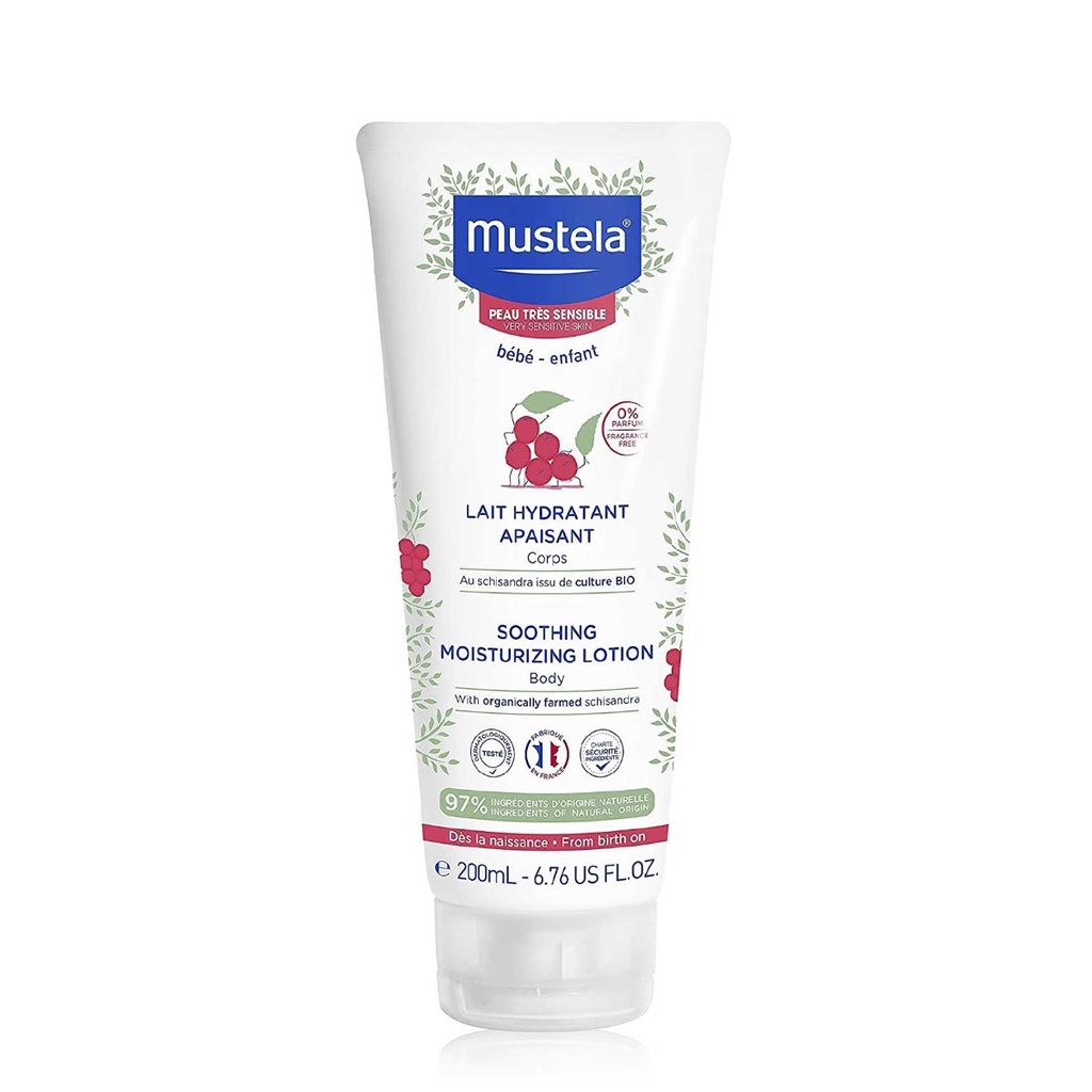 MUSTELA Lait Hydratant Apaisant  - Lait corps pour peaux très sensibles du bébé et de l'enfant - 200ml