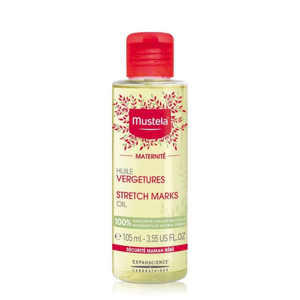 MUSTELA Maternité  - Huile Bio prévention des vergetures, 100% ingrédients origine naturelle - 105ml