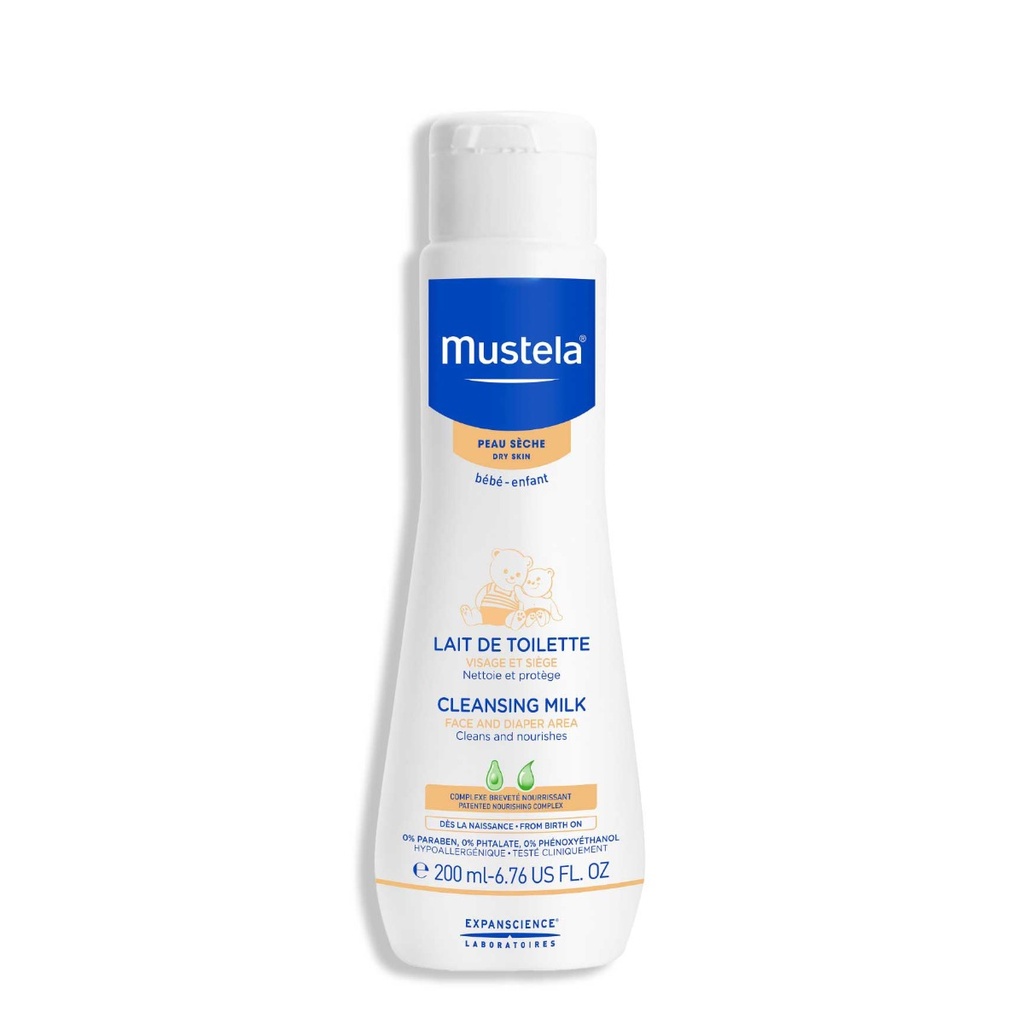 MUSTELA Lait de Toilette - Visage et siège pour peaux sèches bébé et enfants