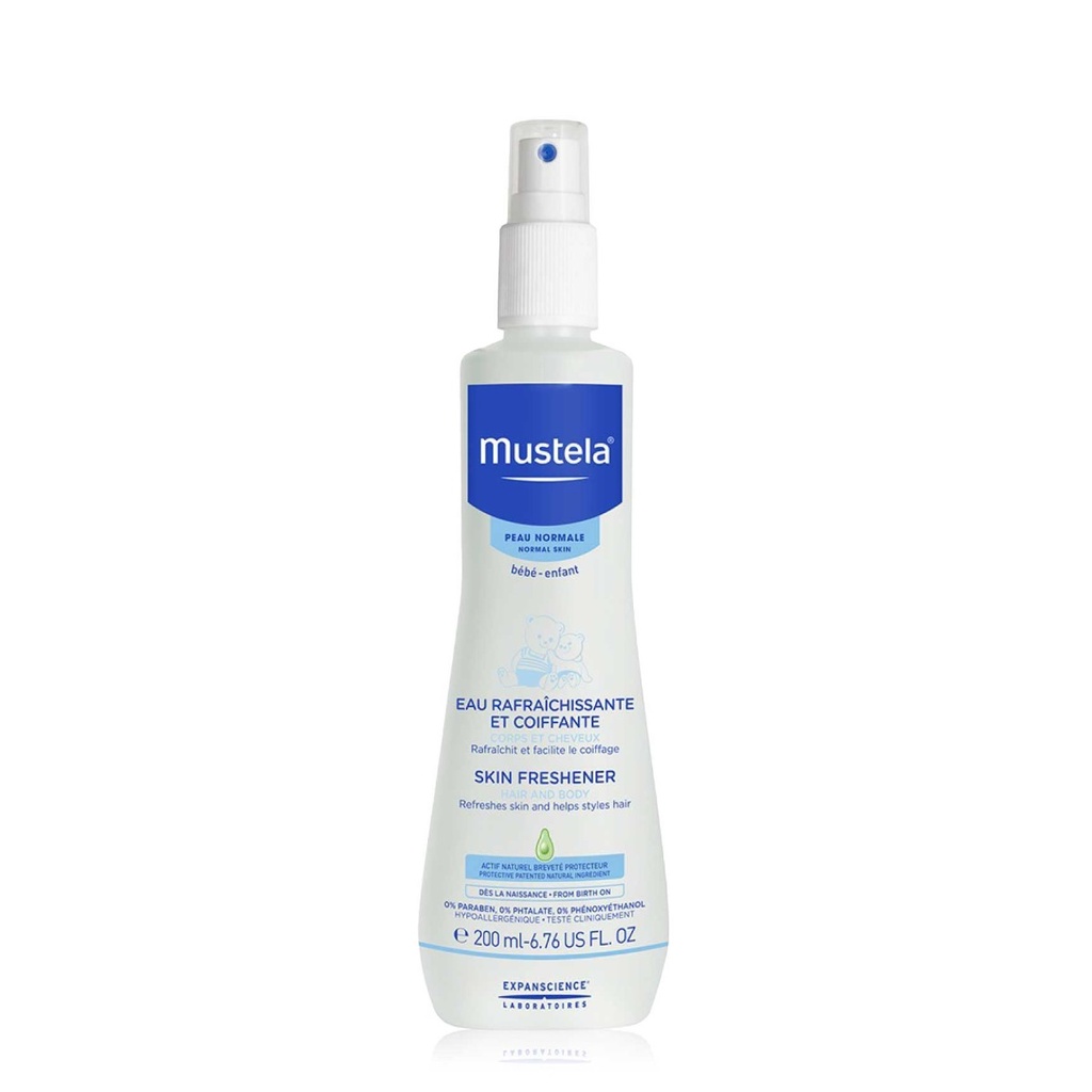 MUSTELA Eau Raffaîchissante Coiffante  - Adaptée pour le corps et les cheveux de bébé - 200ml