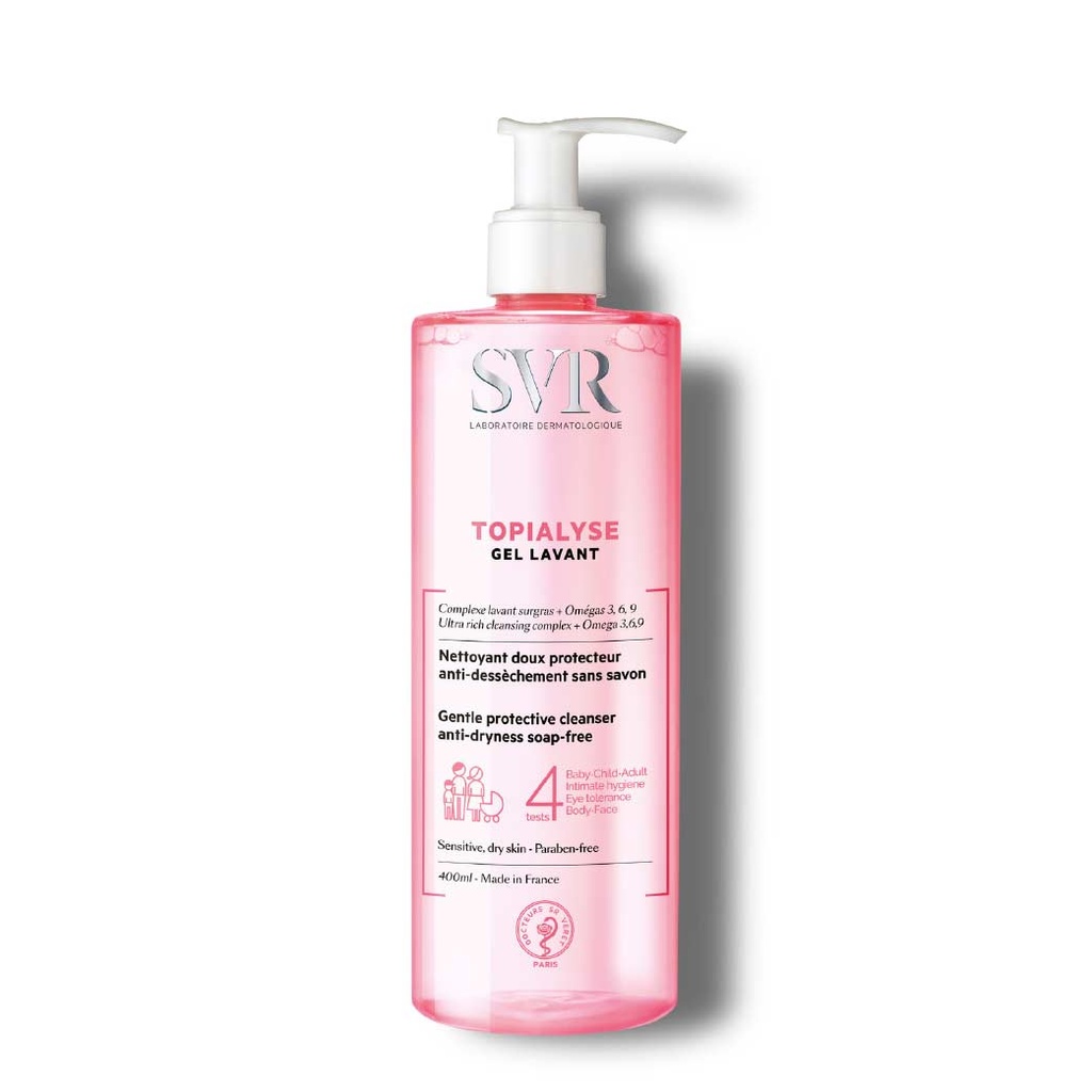 SVR Topialyse Gel Lavant - Nettoyant doux protecteur sans savon anti-dessèchement pour toute la famille - 400ml